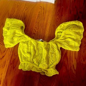 ZARA crochet short sleeve crop top